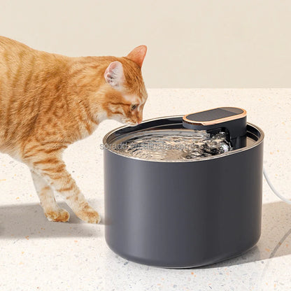 HydraPurr Flow 3L smart water fountain in charcoal with cat drinking